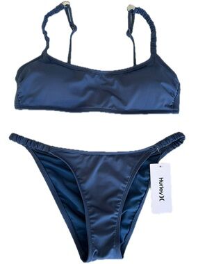 HURLEY Womens Scoop Blue Bikini Top Size  Medium
